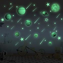 Glow In The Dark Stars And Planets Bright Solar System Wall Decals For Kids Glowing Ceiling Decals Space Wall Stickers For Nursery Bedroom Living