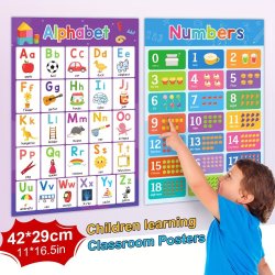 2 Pcs set Abc Alphabet Numbers 1 20 Poster Set Toddler Educational Charts Learning And Education Toy For Kid Baby Alphabet Montessori Halloween Christmas Gift