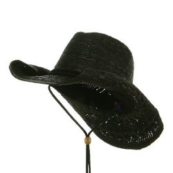 Mg Ladies Straw Toyo Cowboy Hat Black