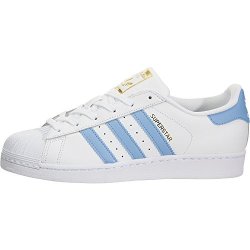 Adidas Youth Superstar Foundation White Blue Leather Trainers 4.5 Us