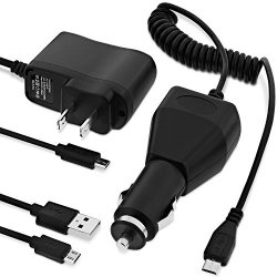 Fosmon Micro USB Value Bundle For Samsung Galaxy S7 And S7 Edge - Includes Home Ac Wall Charger 12V Car Charger And Micro USB