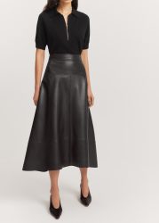 Leather A-line Skirt