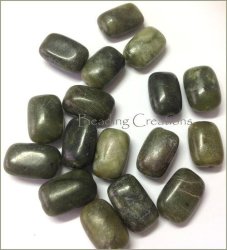Natural Serpentine - Rounded - Flat Rectangle Beads - 15X10MM - Sold Per Bead