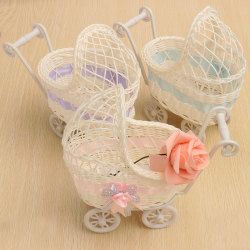 Flower Basket Wicker Pram Basket Baby Shower Party Gift Present Organizer Home Table Decor Gift