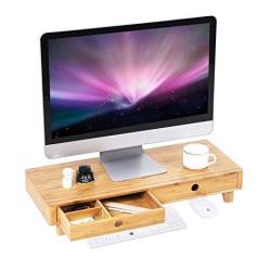 Deals On Songmics Bamboo Wood Monitor Stand Computer Tv Riser With