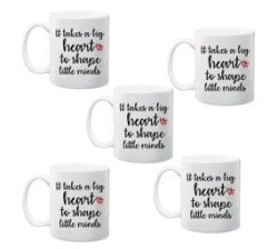 Teacher Gift - It Takes A Big Heart To Shape Little Minds - Pack Of 5 Mugs