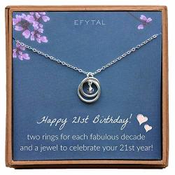21st Birthday Gifts for Her, Sterling Silver Infinity 2 Circle Necklace for  Daughter Birthday Gift 