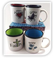 Gift Box Of Mugs - Faith Love Hope & Grace