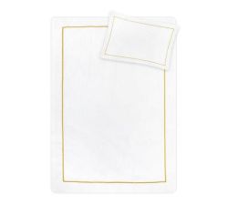 Rey's Fine Linen 300TC 100 Cotton Queen Oxford Sateen Duvet Cover Set White gold