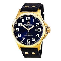 TW Steel Pilot Blue Dial Rose Gold Pvd Stainless Steel Blue Leather Mens Watch TW405