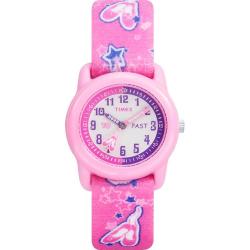 Timex Girls Time Machines Analog Elastic Fabric Strap Watch Pink Ballerina