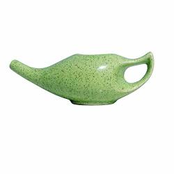 Ceramic Neti Pot For Nasal Cleansing Green Freckle Neti Pot With 10 Sachets Of Neti Salt + Instructions Leaflet Natural Treatment For Sinus Infection And Congestion