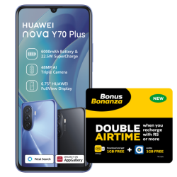 Huawei Nova Y70PLUS 128GB Single Sim - Blue + Mtn Sim Kit & LTE Device Promotion