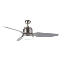 48" 3 Blade Ceiling Fan With Light And Remote - Satin Chrome