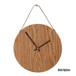 Magna Wall Clock In Oak - 300MM Dia Natural Bold Red Second Hand