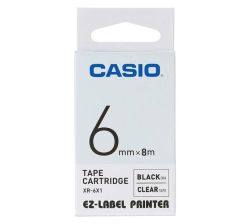 Casio 6MM Black On Clear Tape