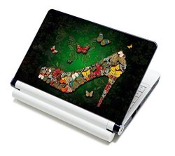 Meffort Inc 15 15.6 Inch Laptop Skin Sticker Cover Art Decal Fits 13.3" 14" 15" 16" Notebook PC Free 2 Wrist Pad - Green Butterfly Heel