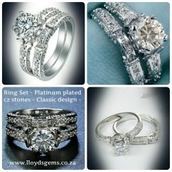Platinum Plated Ring Set Engagement wedding Rings Sizes 5 6 7 9