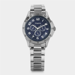 Mens Gunmetal Plated Blue Dial Bracelet Watch