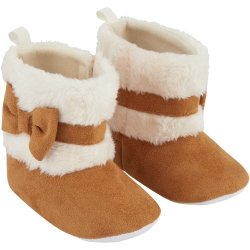 Made 4 Baby Girls Tan Suede Boot With Bow 3-6M