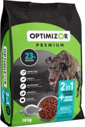 OptiMizor - Premium 2IN1 Dry Dog Food - Gravy Coated Chicken & Rice 18KG