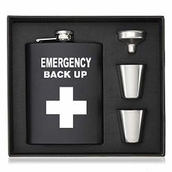 Hip Alacati - Flask For Liquor - 8 Oz Emergency Backup 18 8 Stainless Steel With Funnel And 2 Cups For Discrete Shot Drinking For