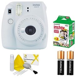 Fujifilm Instax MINI 9 Instant Film Camera Smokey White + 20 Prints Value Kit