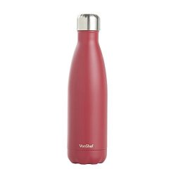 Vonshef Double Wall Insulated Stainless Steel Vacuum Water Drinks Sports Bottle - 100% Bpa-free - Matte Red