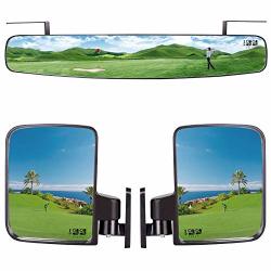10L0L 2019 Newest Wide Rear View Convex Golf Cart Mirror And Universal Folding Golf Cart Side View Mirrors Combo For Ez Go Club Car Yamaha