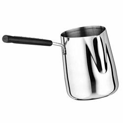 Fityle Milk Frothing Pitcher Stainless Steel Jug Perfect Milk Frother Pitcher Steaming Pitcher Turkish Coffee Pot For Kitchen Cafe Use Silver - 1000ML