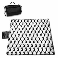 Cureably Fashion Moose Customized Picnic Mat Handy Beach Mat Picnic Blanket For Beaches And Outings 57"X59