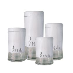 Dh - Kitchen Food Storage Airtight Coffee Tea Pasta Sugar Canister Set - Cream Transparent