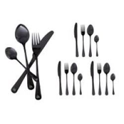 Branded 24-PIECE Stainless Steel Loose Cutlery Set Black