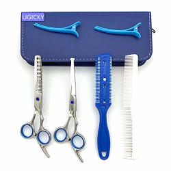 Ligicky Baby Hair Cutting Scissors Set Professional Safety Round Tip Stainless Steel Hair Thinning Shears Bang Hair Scissor For Kids salon home