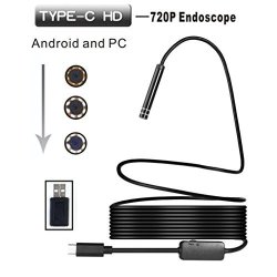 USB Type-c Endoscope 2017 New 8MM Borescope Inspection Camera With 8PCS LED Adjustable Brightness 2.0 Megapixels HD Snake Camera For PC Laptops Windows System