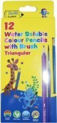Bantex @school Water Soluble Triangular Colouring Pencils With Brush 12 Pieces