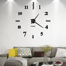 VANGOLD Large Diy Wall Clock 2-YEAR Warranty Modern 3D Wall Clock With Mirror Numbers Stickers For Home Office Decorations Gift