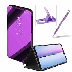 Clear Window View Case For Huawei P Smart Plus Bookstyle Mirror Flip Cover For Huawei P Smart Plus Herzzer Luxury Noble Light Purple Mirror