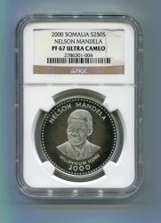 Ngc Graded Proof 67 Somalia Year 2000 Nelson Mandela 250 Shillings Silver Coin Pf 67 Ultra Cam -rare