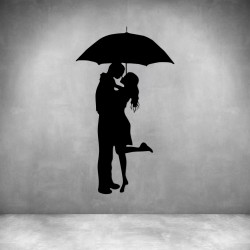 Couple Under Umbrella - Matt Black L 1000 X H 590MM