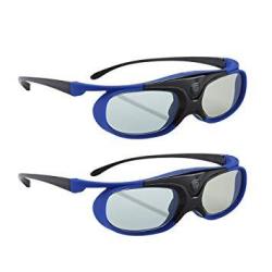 Boblov Active Shutter 3D Glasses Dlp-link USB Blue For Benq W1070 W700 Dell Projector Black- 2PACK