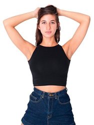 American Apparel Women's Cotton Spandex Sleeveless Crop Top Black Small
