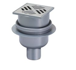 Bathroom Shower Floor Drain 50MM Vertical Outlet Slotted Stainless Steel Grid 100X100 Mm