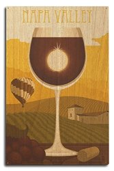 Lantern Press Napa Valley California - Wine Glass And Vineyard 10X15 Wood Wall Sign Wall Decor Ready To Hang