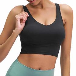 Becfort Women's Sports Bra Underwear Yoga Wear Crop Tank Tops Gym Fitness Wear Sleeveless Running Vest Shirts Activewear Black
