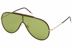 Sunglasses Tom Ford Ft 0671 Mack 48N Shiny Dark Brown green Shiny Rose Gold W. Brown Leather Rims Green Lens 0 145