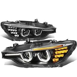 For Bmw F30 3-SERIES Sedan Wagon Black Housing Amber Signal LED Drl U-halo Projector Headlight