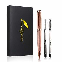 Nekigoen Ballpoint Pen With Perfect Gift Box For Men Women Luxury Stainless Steel Retractable Pen Executive Home Office Use And 2 Extra Refills Black