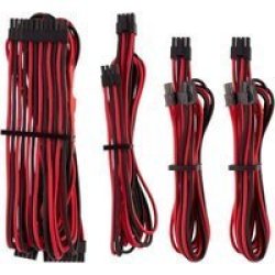 Premium Individually Sleeved Psu Cable Starter Kit Red black