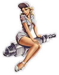 Spark Plug Pin Up Girl Decal Is 5" In Size. Free Shipping From The United States.